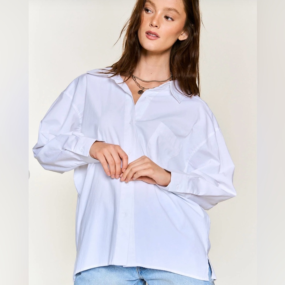 Oversized Cotton Button-Down Top